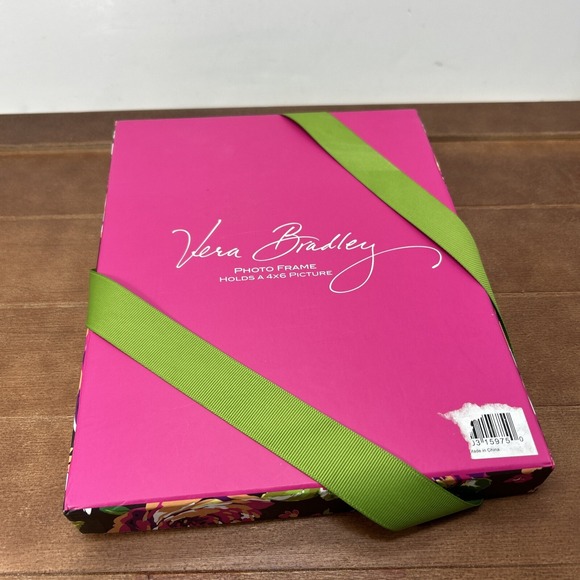 Vera Bradley 4x6 Black Pink Flowers Photo Frame,‎ NEW - Picture 4 of 4
